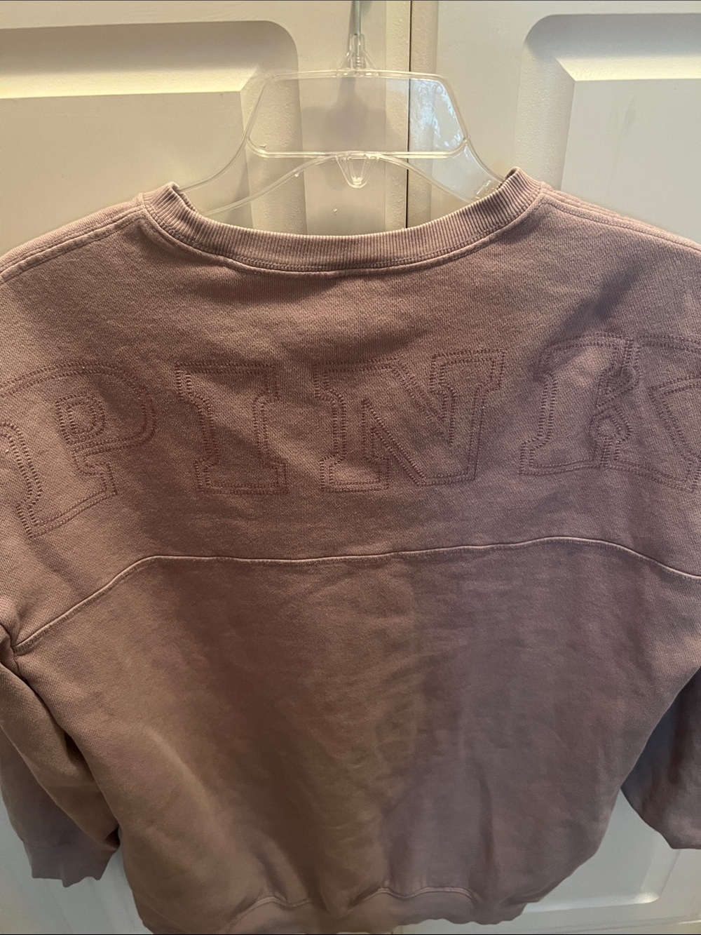 Victorias Secret Pink Ivy Fleece Pullover Sweatshirt Embroidered Light Lilac